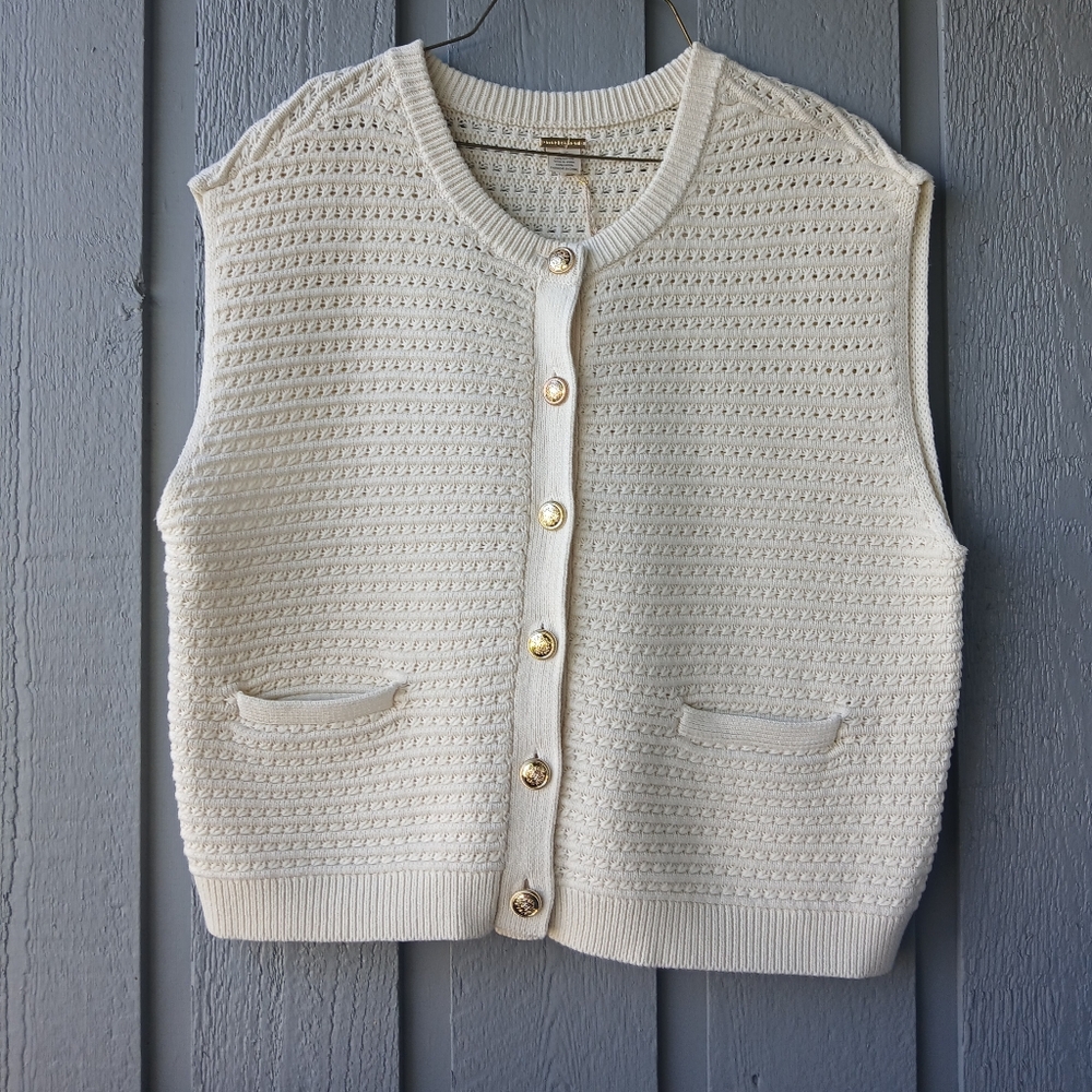 Magaschoni Knit Sweater Vest - Size L - 100% Cotton